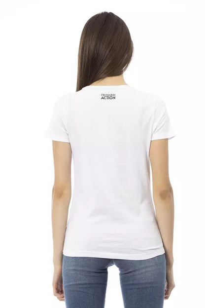 Elegant White Short Sleeve Tee with Chic Print