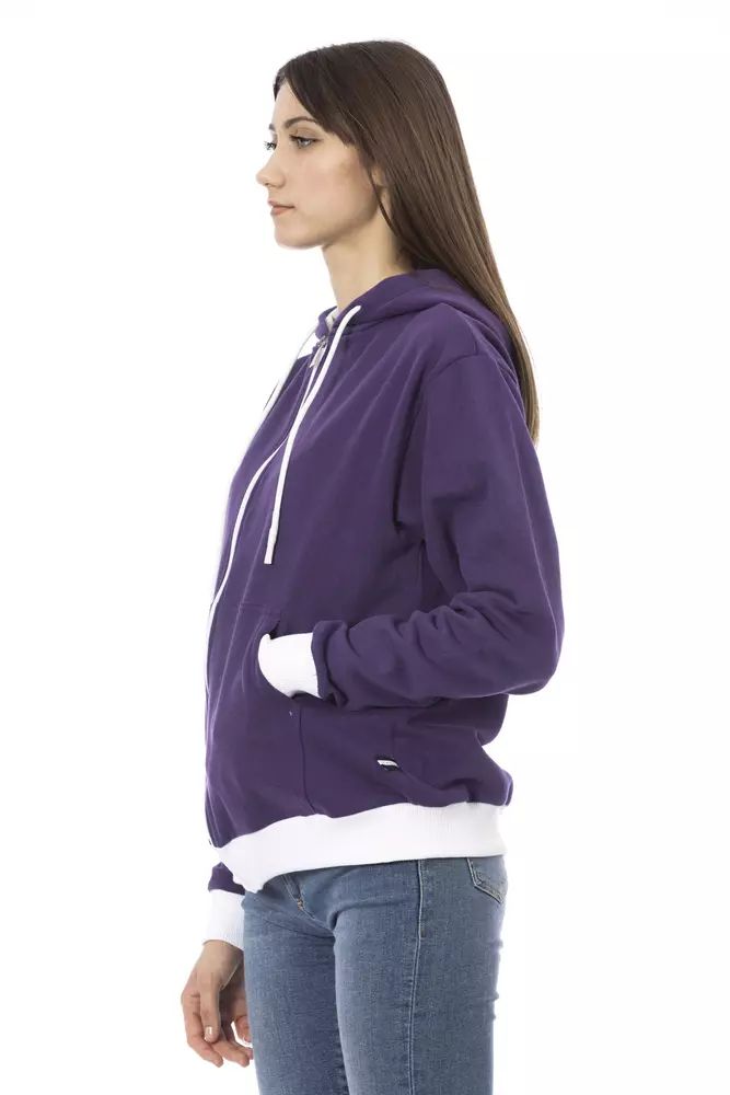 Chic Purple Cotton Hooded Sweater