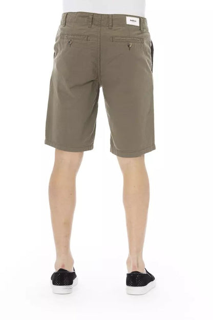 Sleek Army Bermuda Shorts with Button Closure