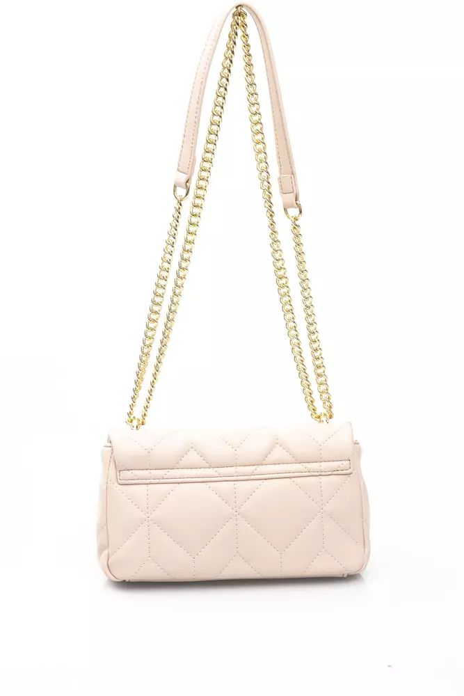 Chic Pink Shoulder Bag with Golden Accents