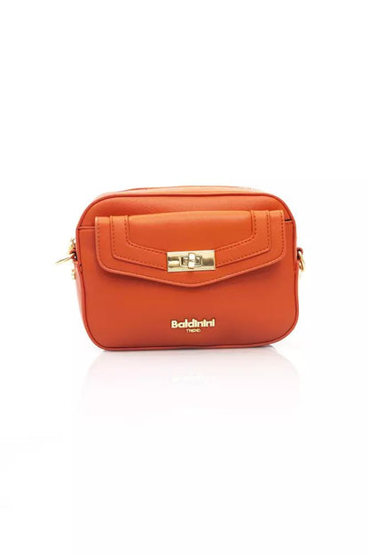 Exquisite Red Shoulder Zip Bag with Golden Details