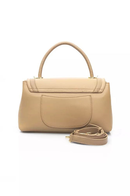 Chic Beige Shoulder Bag with Golden Accents