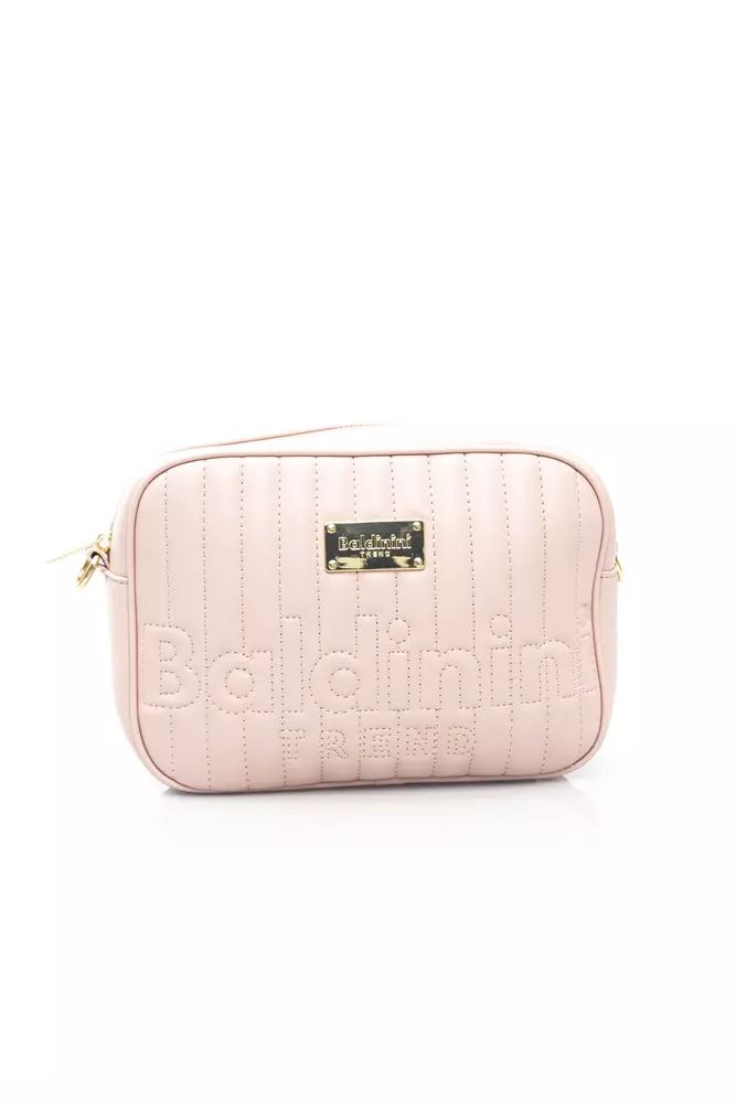 Elegant Pink Shoulder Bag with Golden Accents