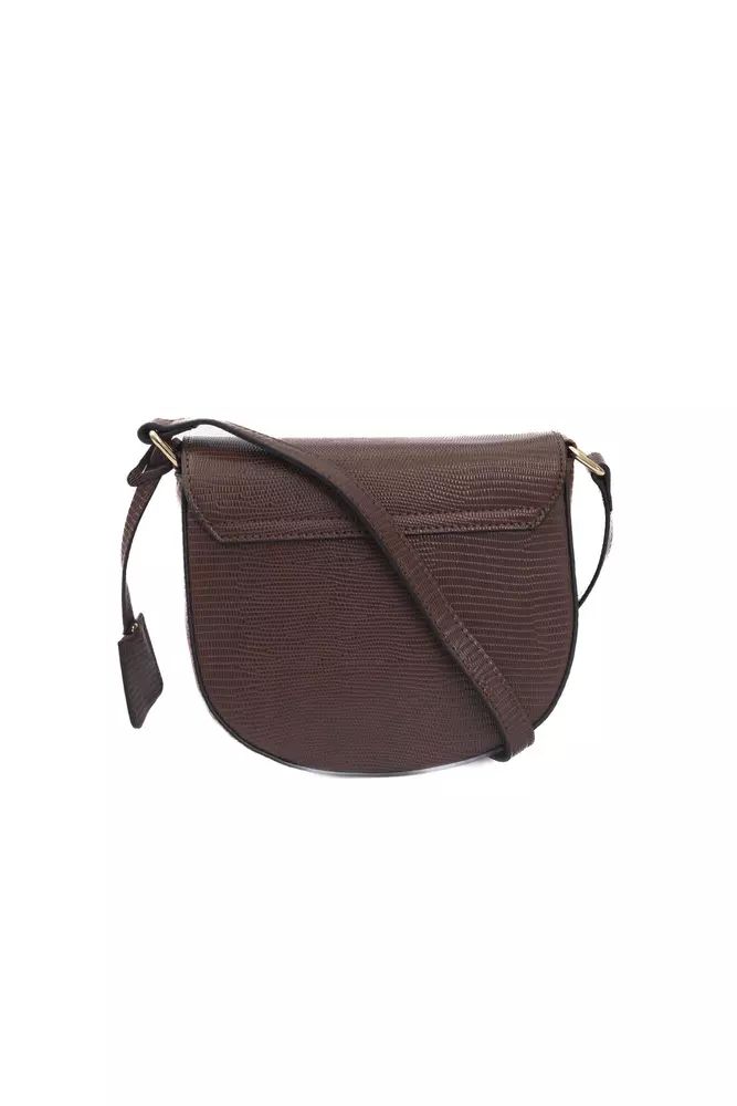 Chic Brown Crossbody Elegance with Golden Accents