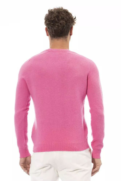 Elegant Crewneck Long Sleeve Pink Sweater
