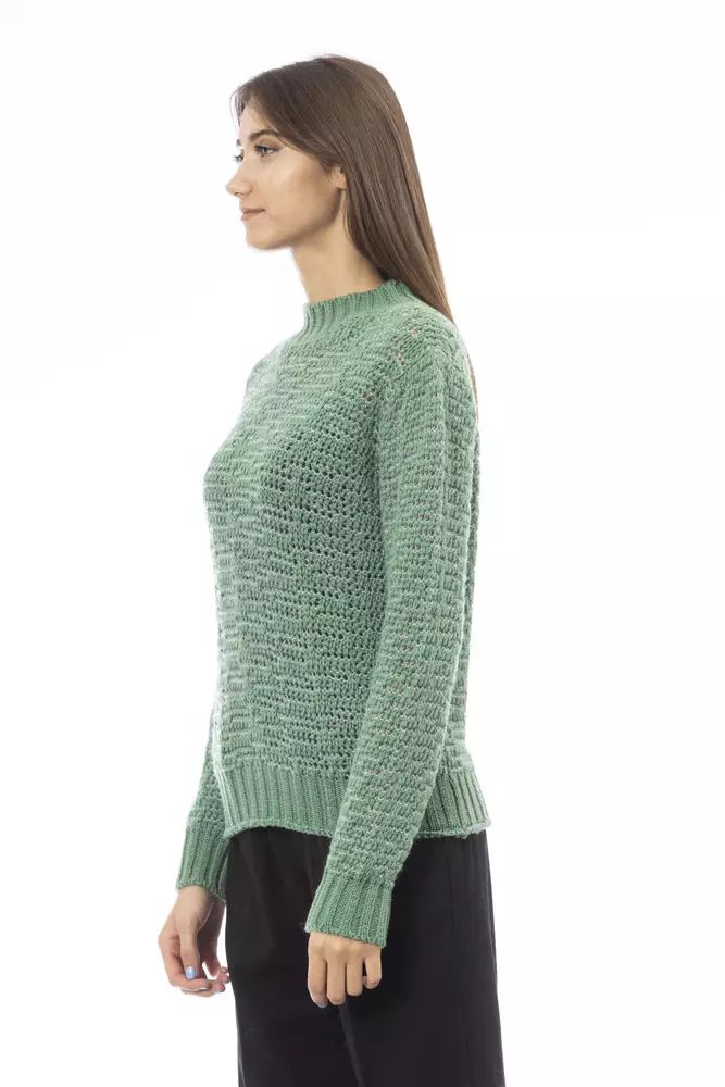 Chic Mock Neck Green Sweater for Her
