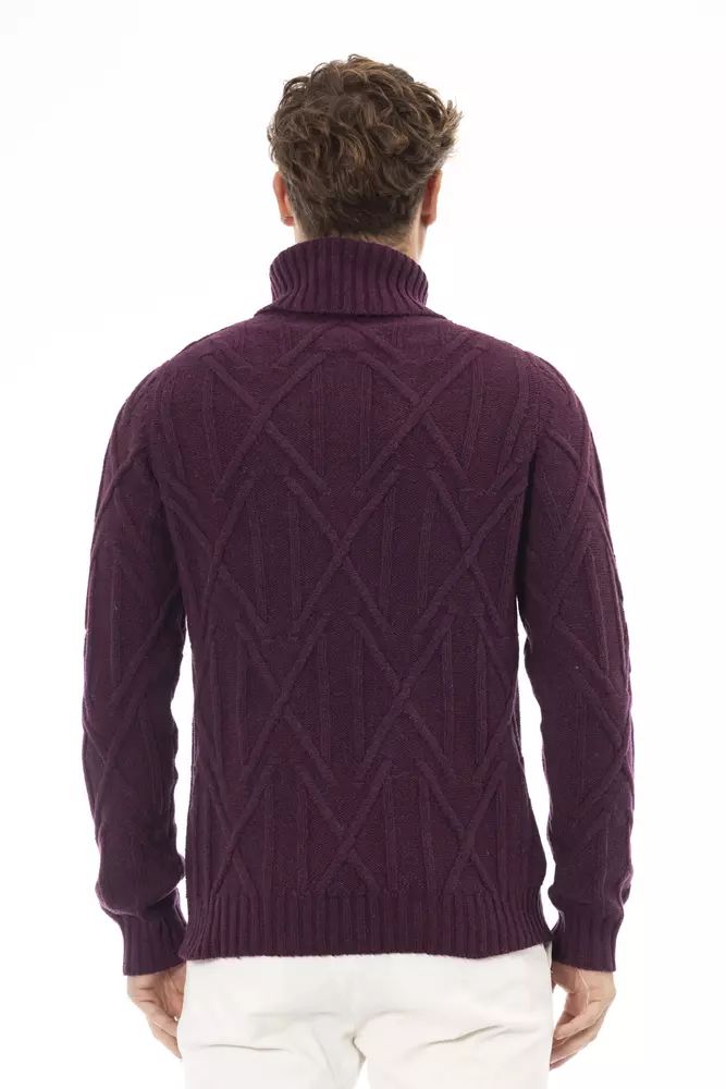 Elegant Purple Turtleneck Sweater for Men