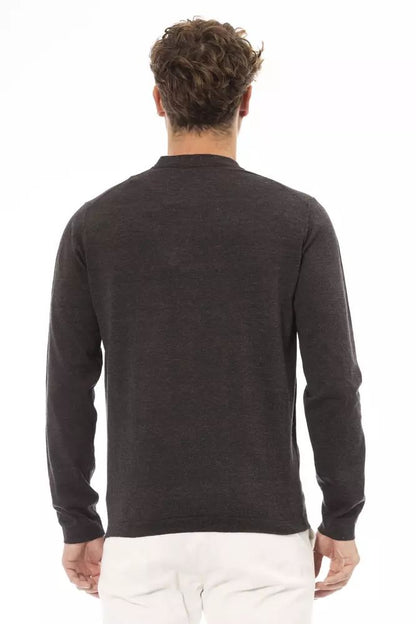 Elegant Brown Crewneck Sweater for Men