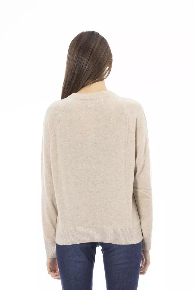 Elegant Beige Crew Neck Sweater for Women