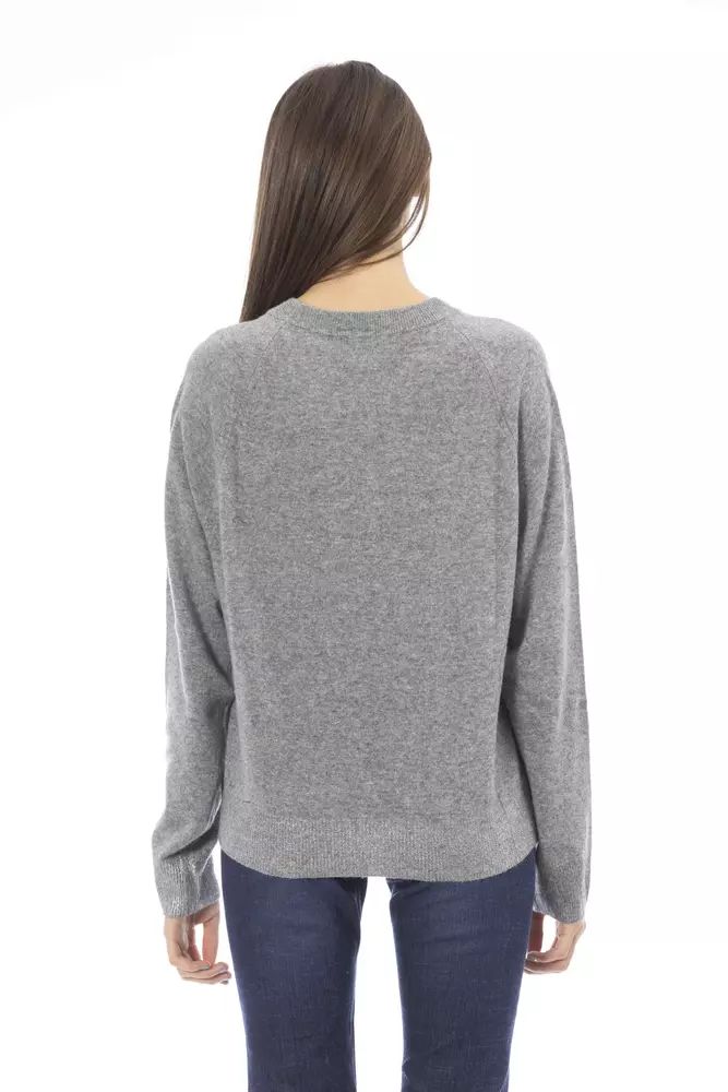 Elegant Crew Neck Cashmere Blend Sweater