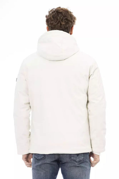 Elegant White Monogram Threaded Jacket