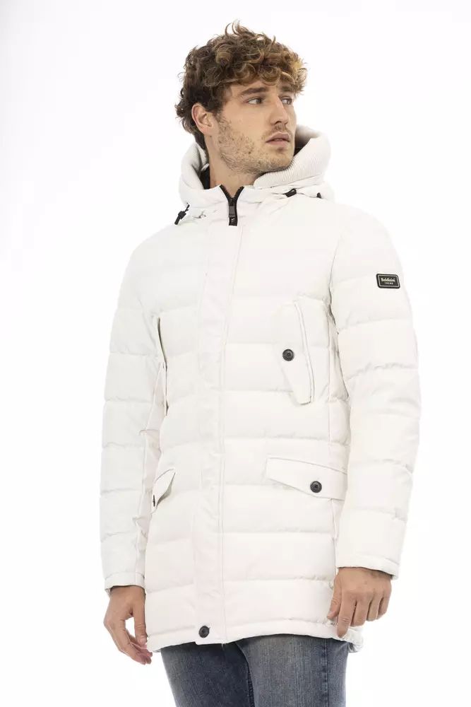 Elegant White Hooded Zip Jacket