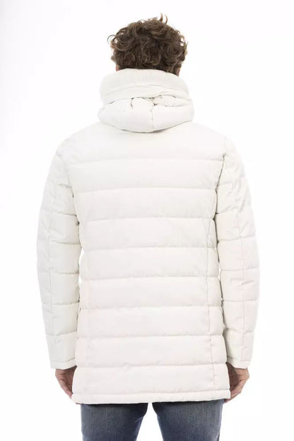 Elegant White Hooded Zip Jacket