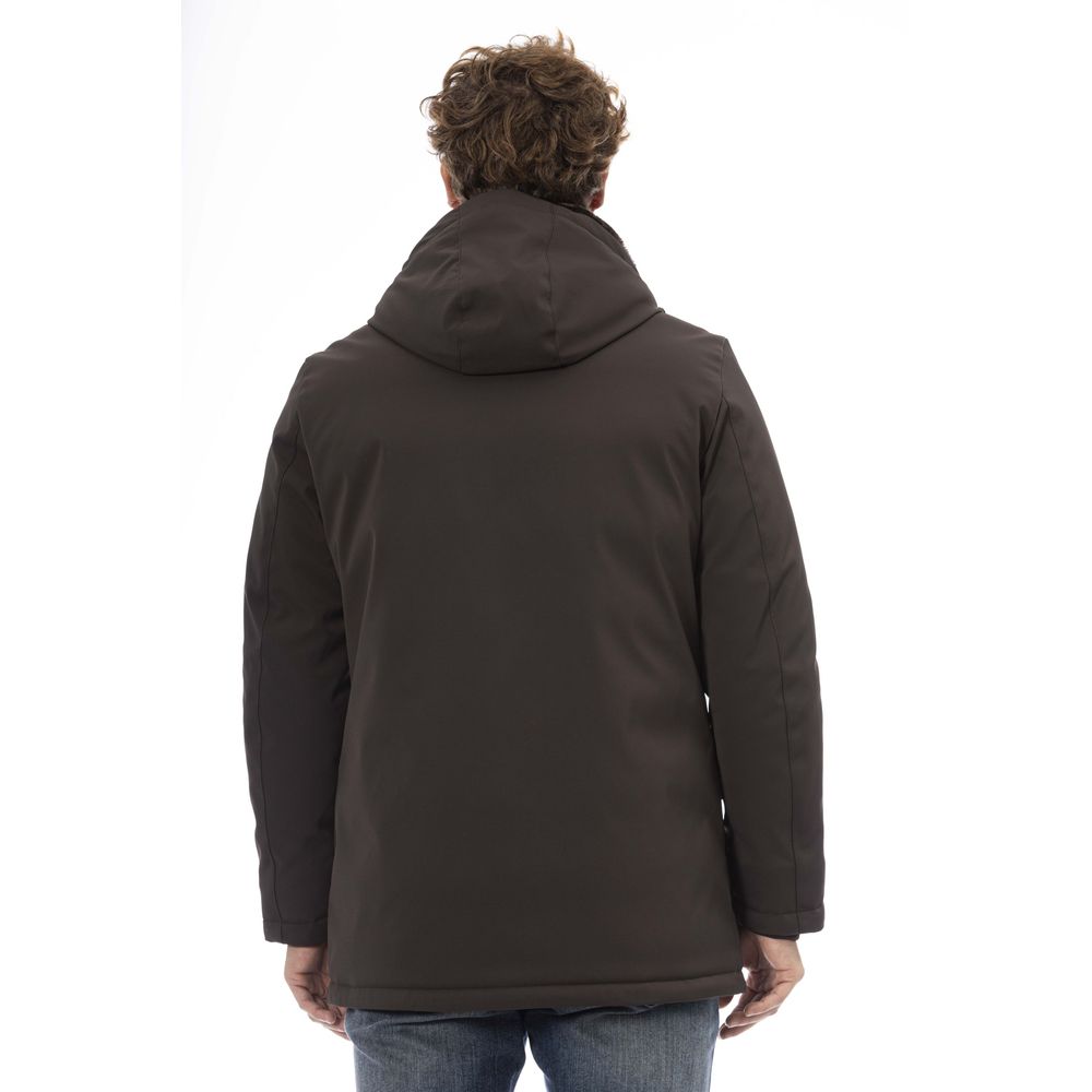 Elegant Hooded Zip Jacket in Brown