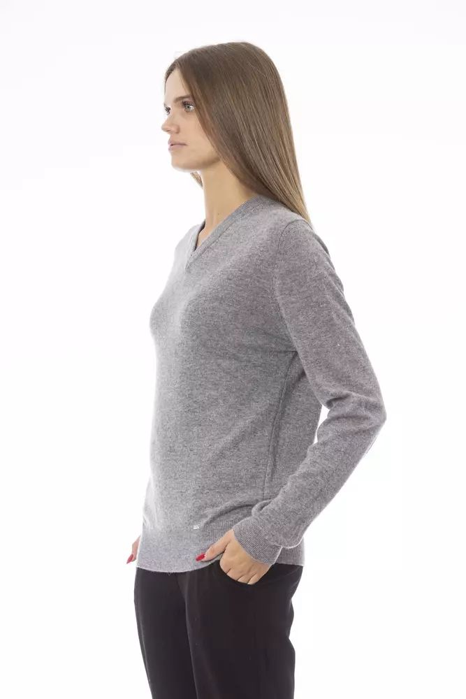 Elegant V-Neck Cable Knit Sweater