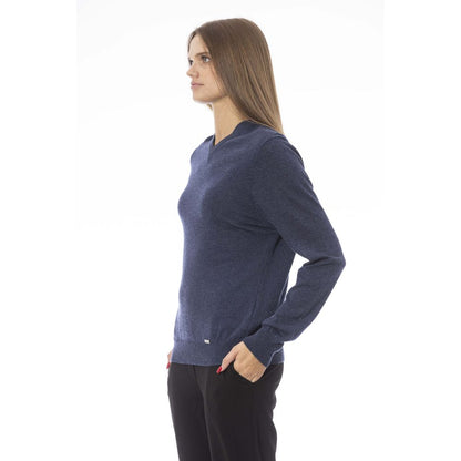 Chic V-Neck Blue Sweater