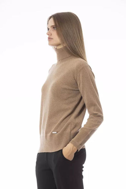 Chic Beige Wool-Cashmere Turtleneck Sweater