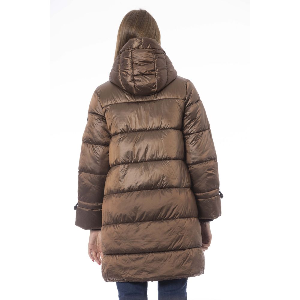 Chic Brown Down Jacket with Monogram Detail