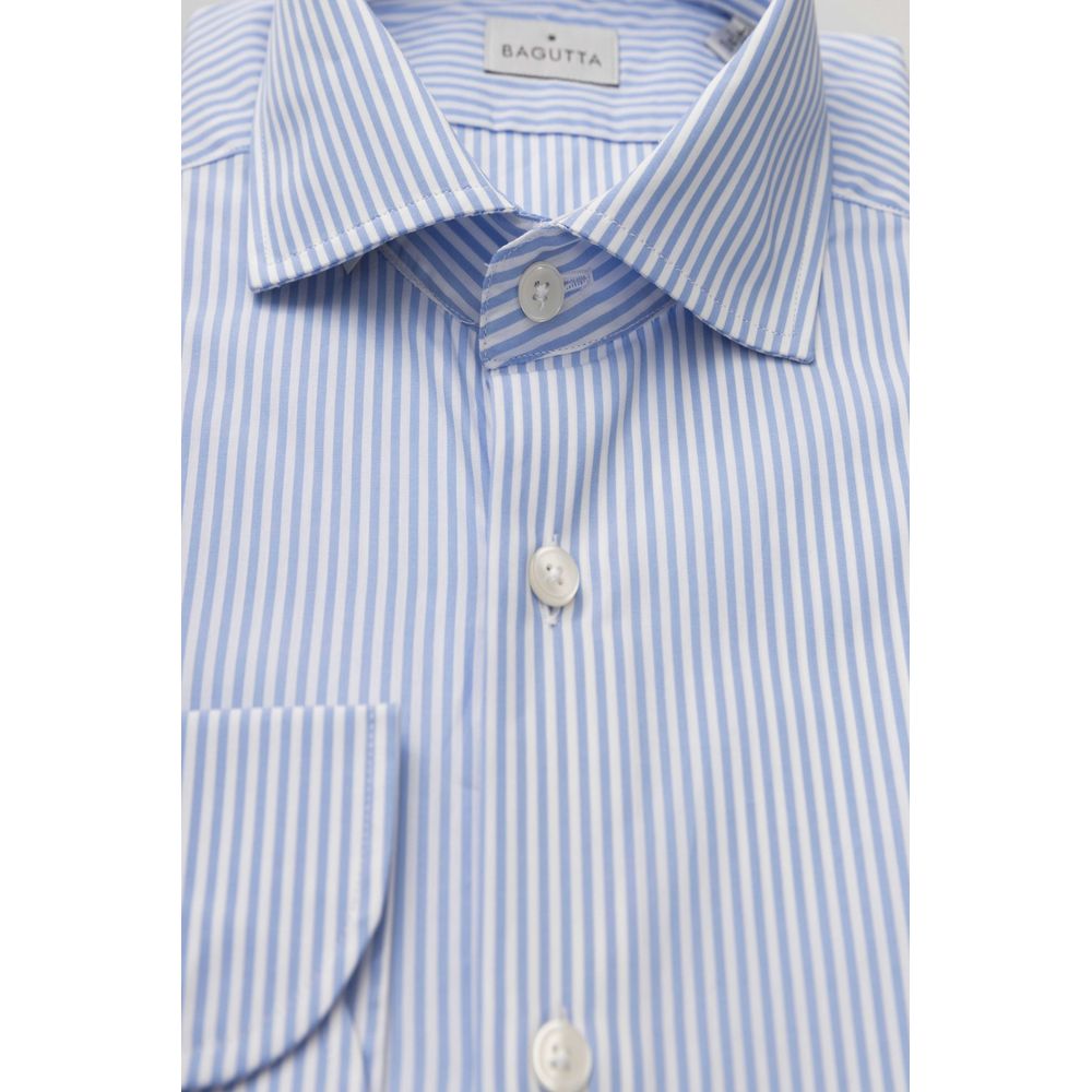 Elegant Light Blue Medium Fit French Collar Shirt