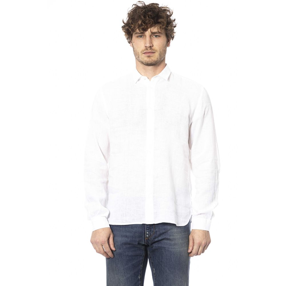Elegant White Linen Italian Shirt