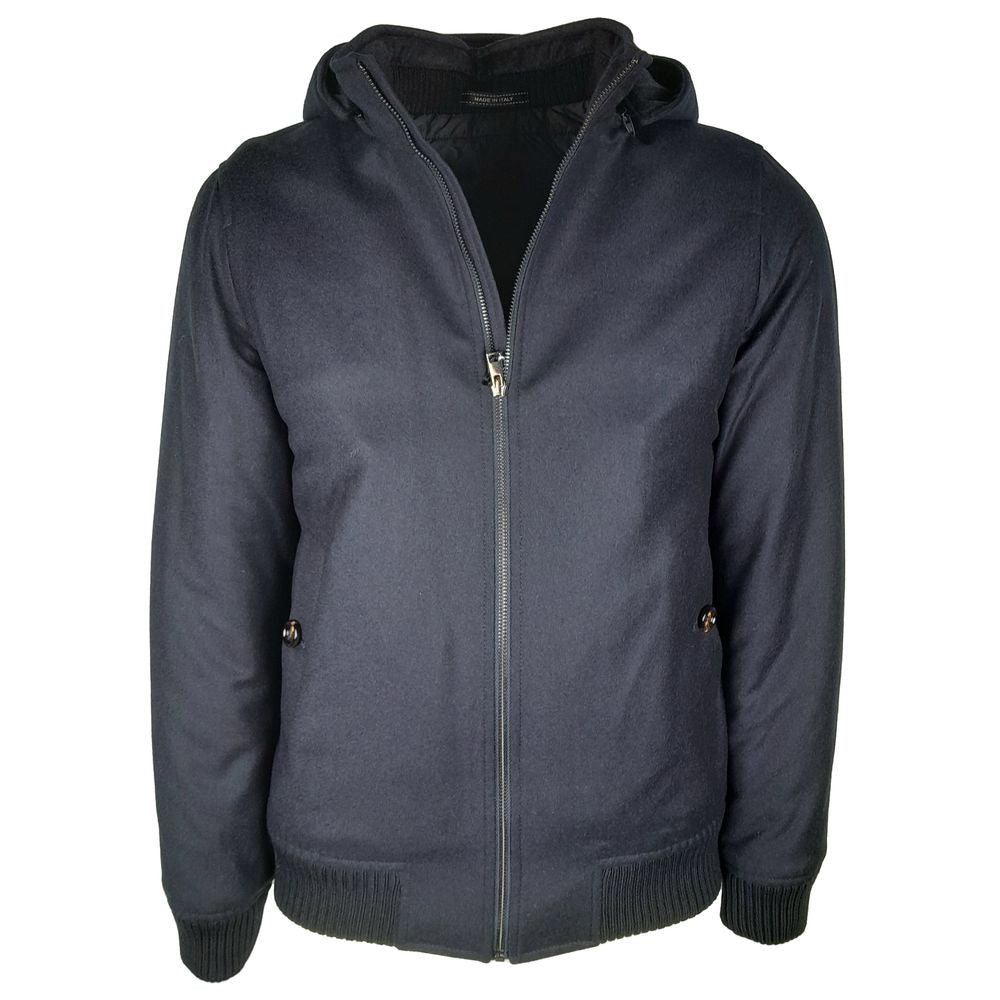 Elegant Wool-Cashmere Men's Jacket with Hood