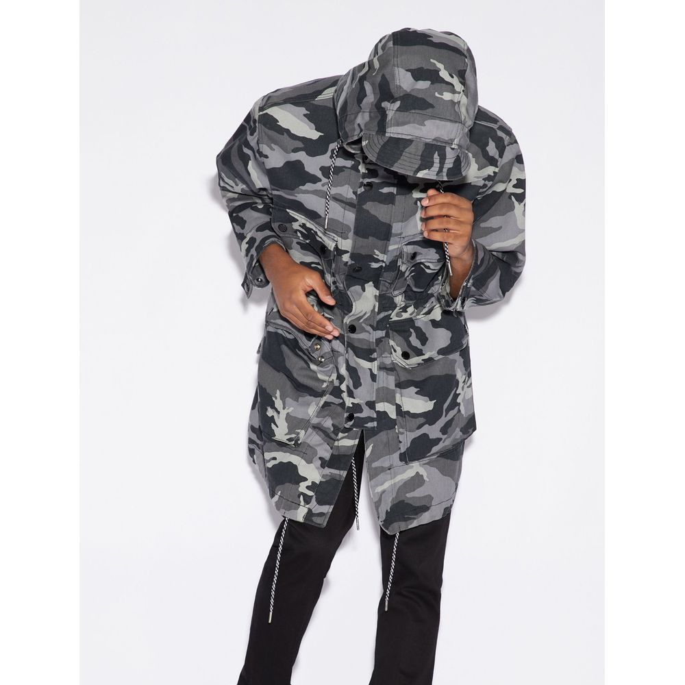 Camouflage Grey Hooded Trench Revolution