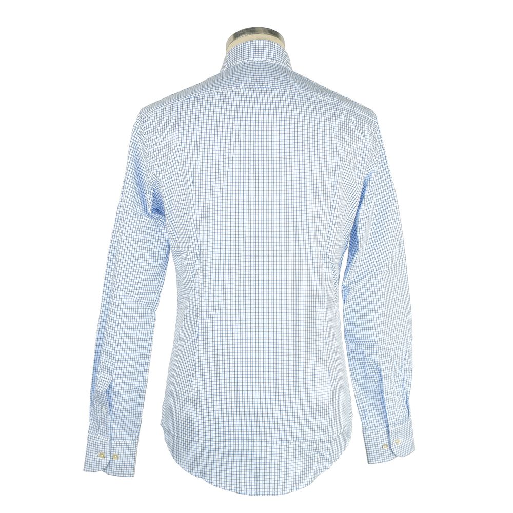 Elegant White & Blue Checked Milano Shirt