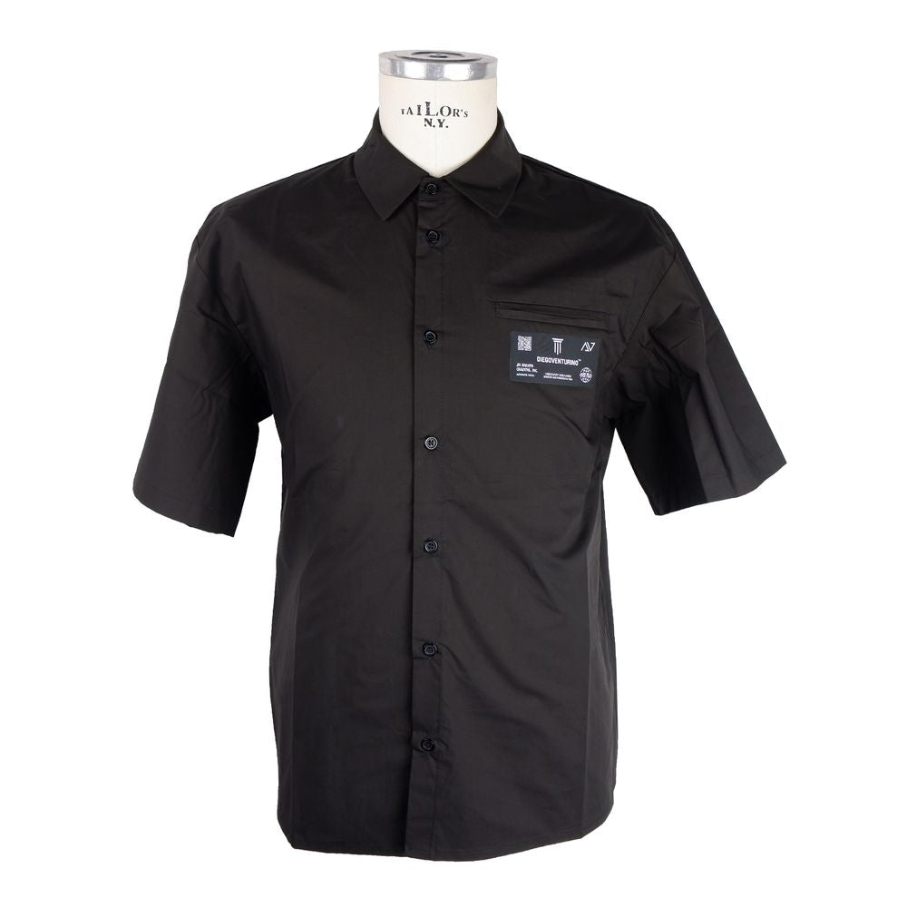 Elegant Black Cotton Button-Up Shirt