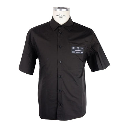 Elegant Black Cotton Button-Up Shirt