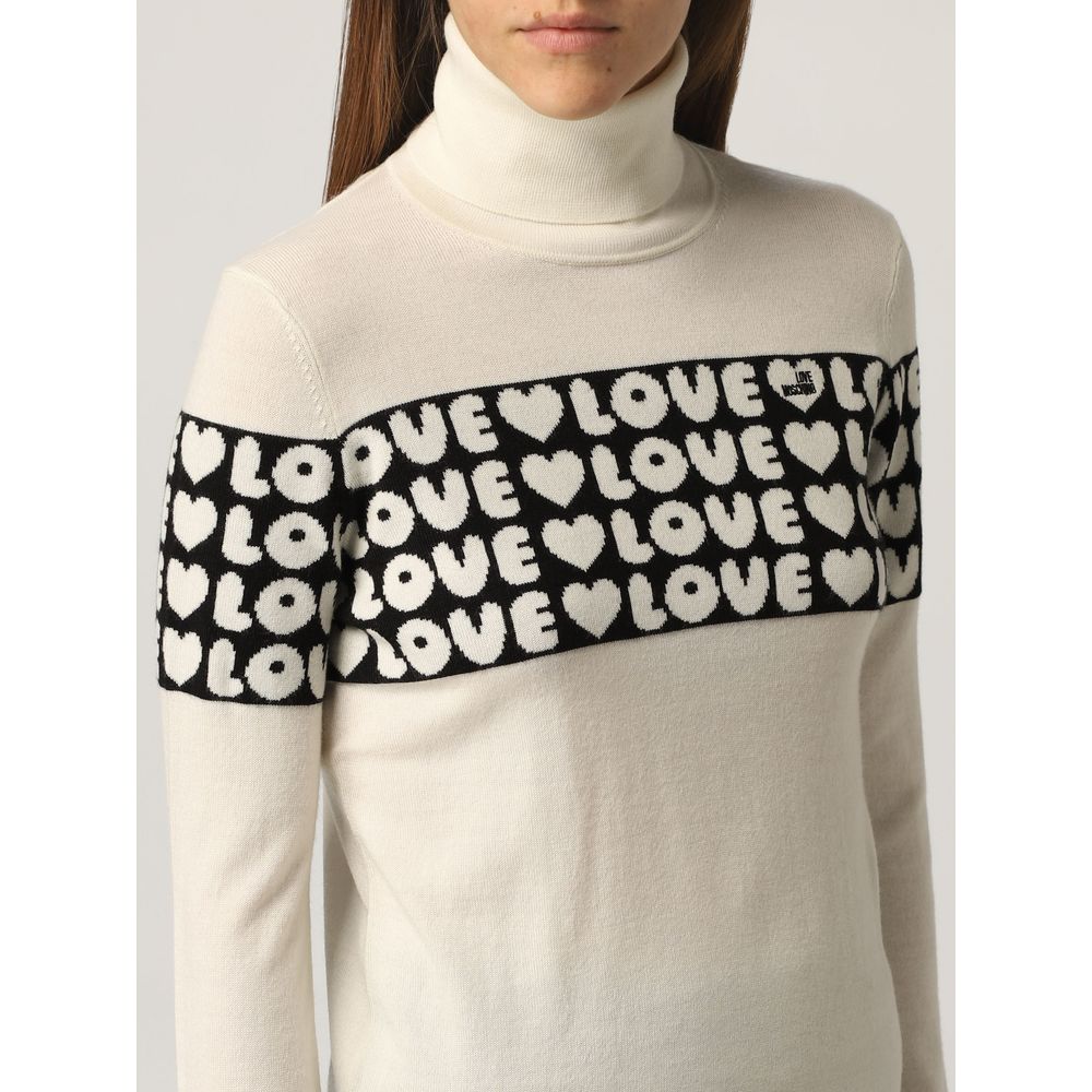 Chic Contrast Logo Turtleneck Sweater