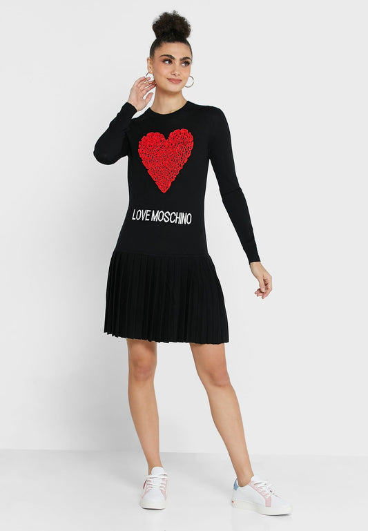 Enchanting Ruched Heart Knit Dress