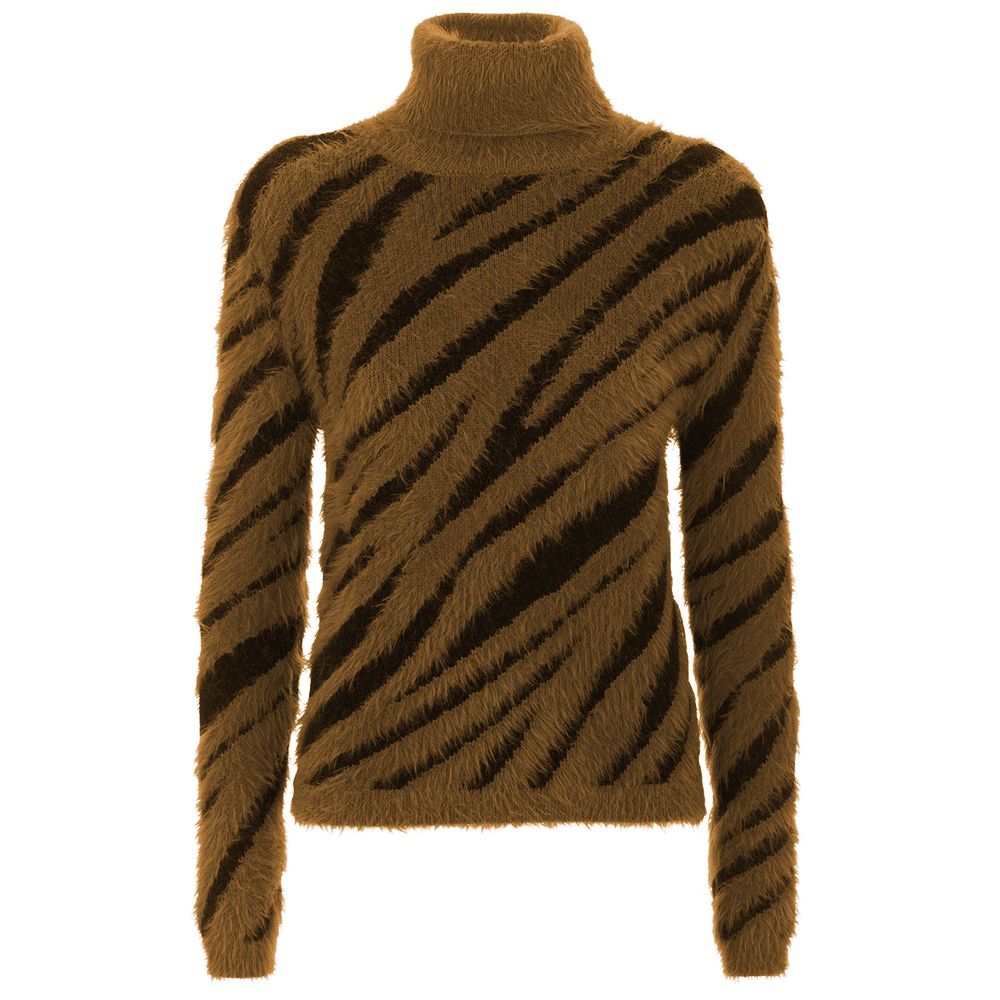 Elegant Striped High Collar Sweater