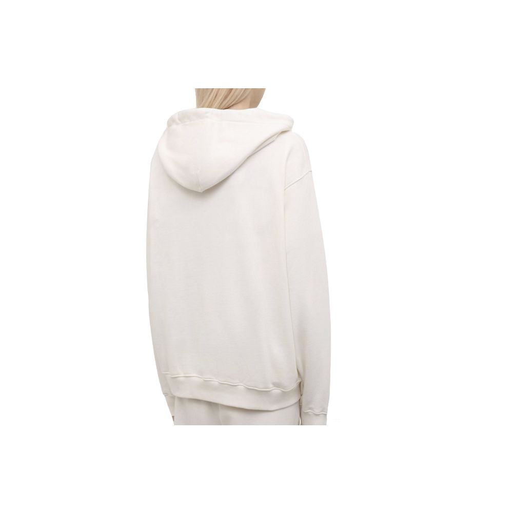 Elegant White Hooded Sweatshirt with Logo Print