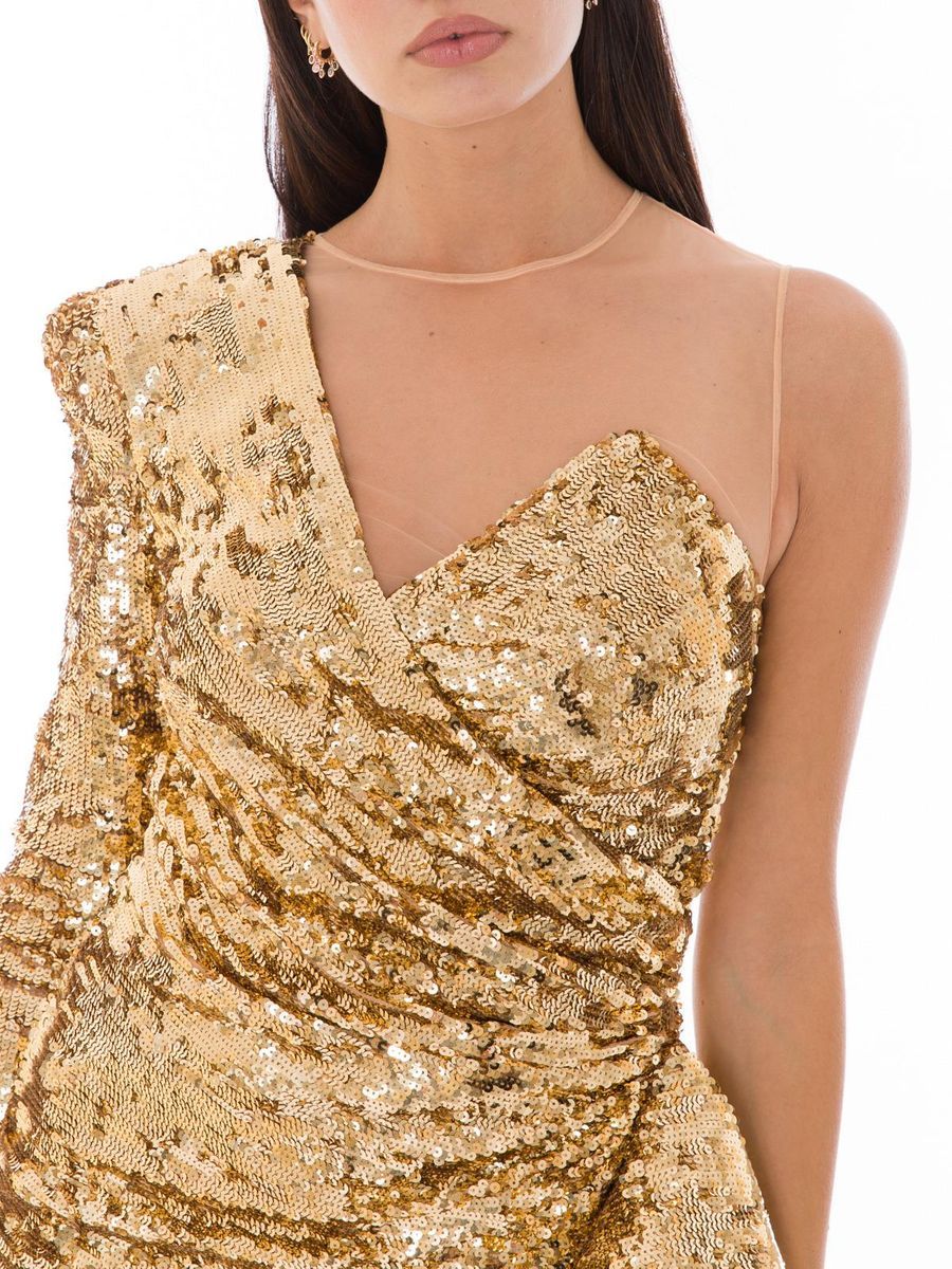 Glistening Gold Sequin Evening Dress