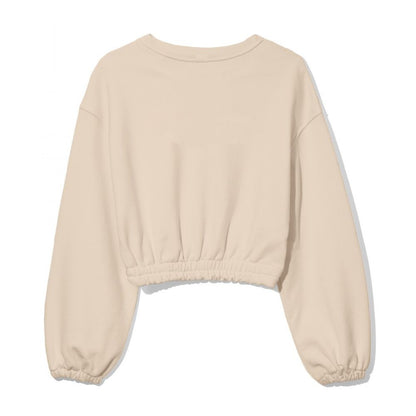 Beige Logo Cotton Crewneck Sweater