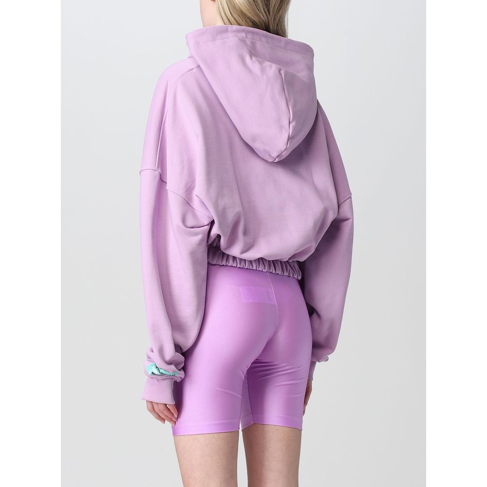 Plush Purple Cotton Hoodie with Zip Closure