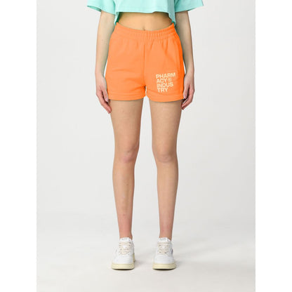Chic Orange Cotton Logo Shorts