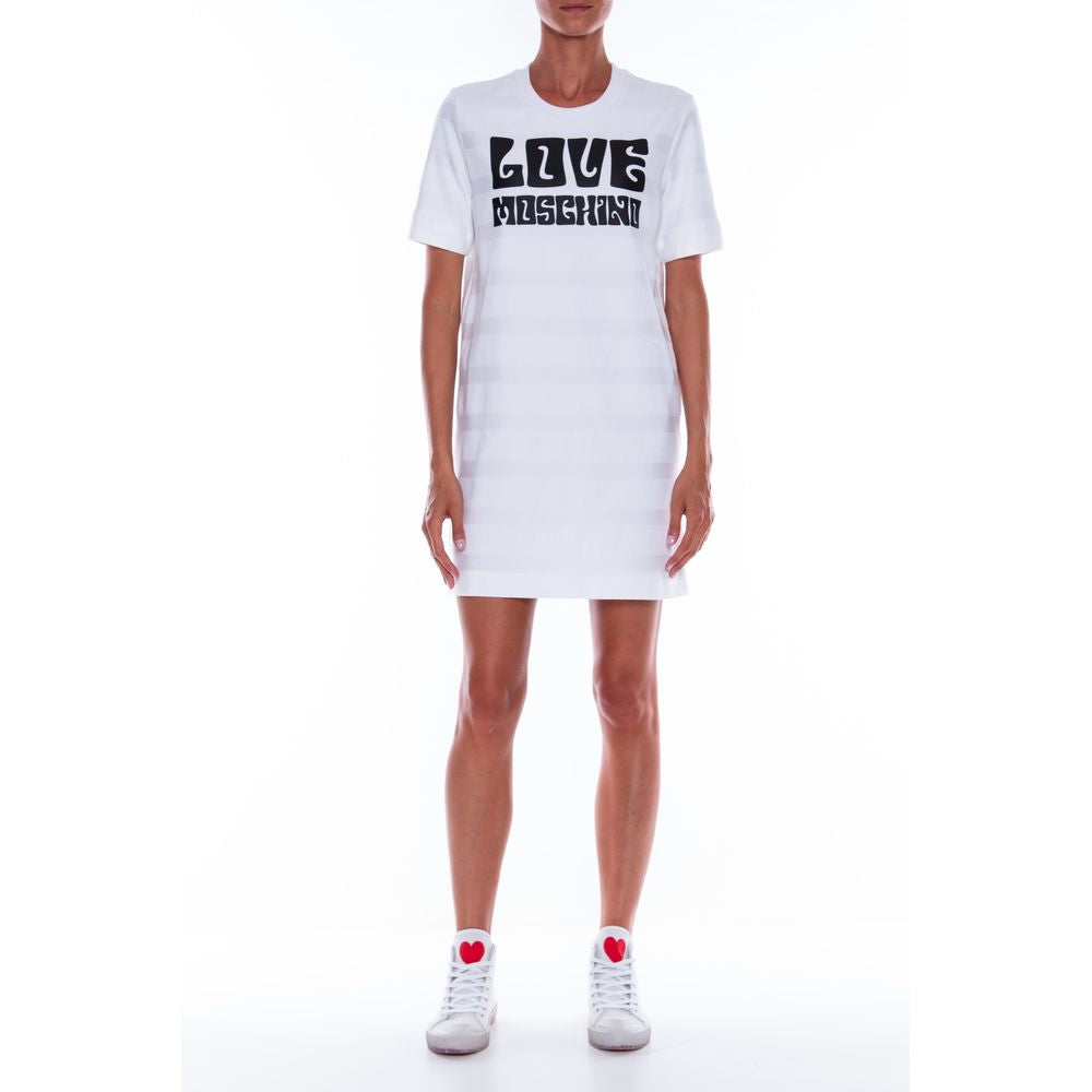 Chic Logo Print Cotton T-Shirt Dress