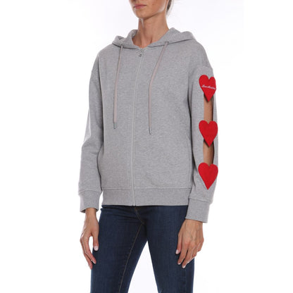 Chic Embroidered Heart Cotton Hoodie