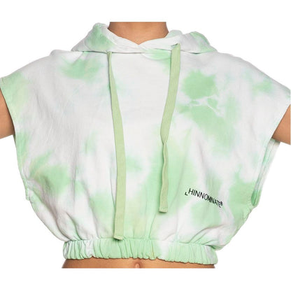 Apple Green Brushed Tie-Dye Sleeveless Hoodie