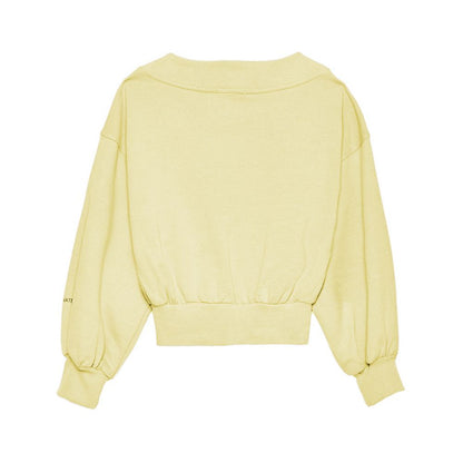 Chic Yellow V-Neck Cotton Sweatshirt