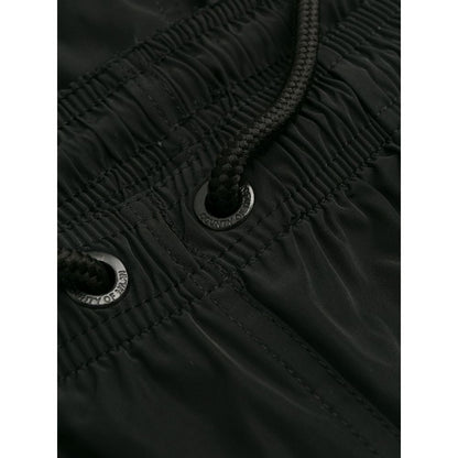 Sleek Embroidered Black Boxer Swimwear
