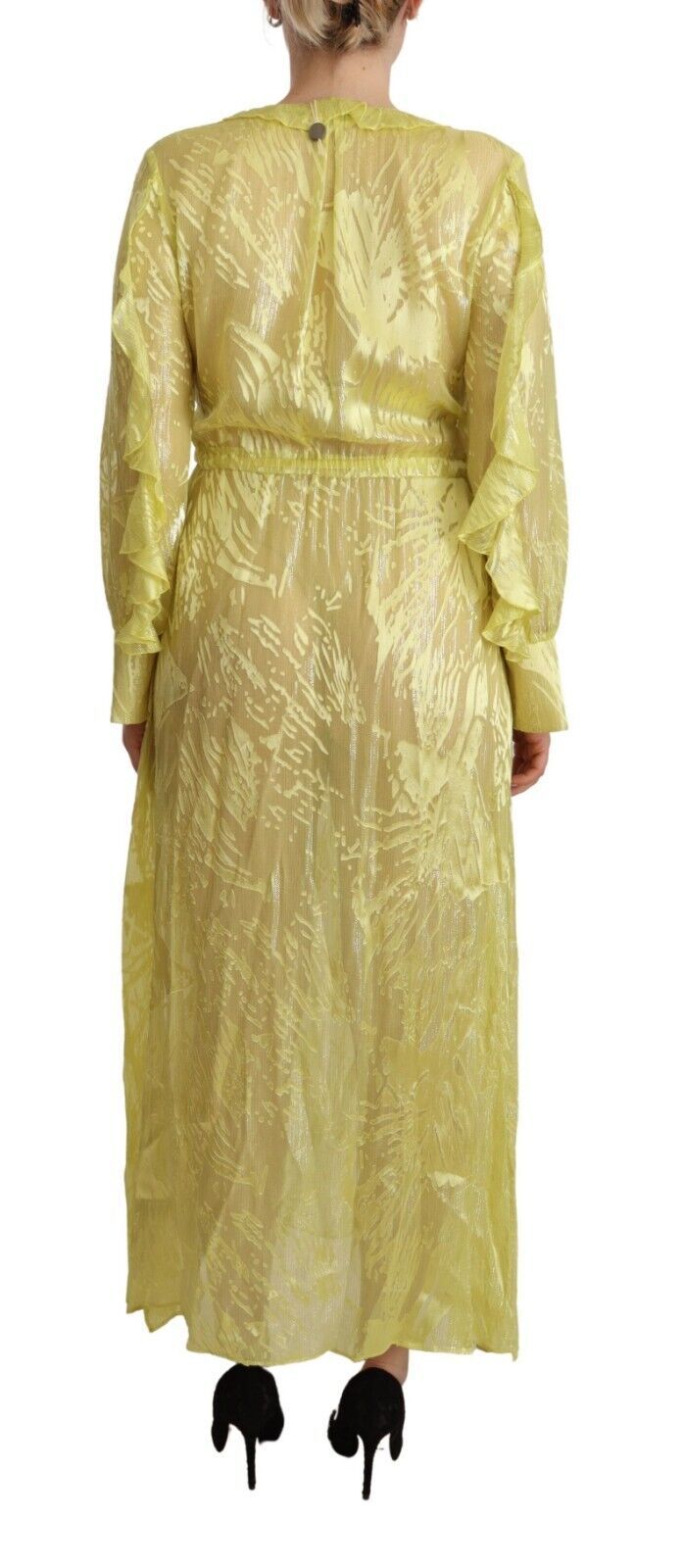 Sunshine Silk Blend Maxi Dress - Long Sleeves & Plunge
