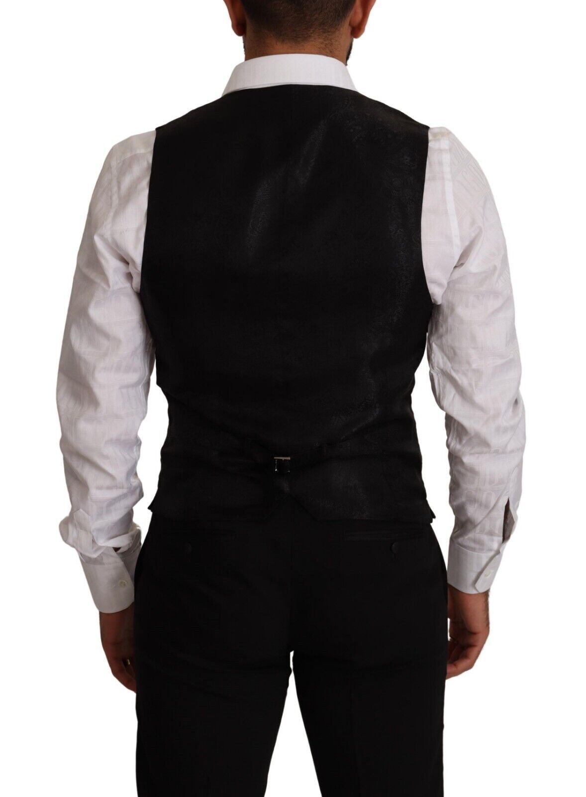 Elegant Black Virgin Wool Dress Vest