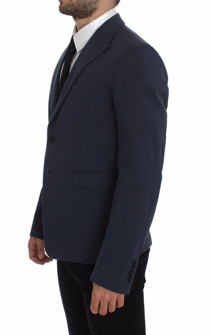 Elegant Blue Cotton Stretch Blazer Jacket