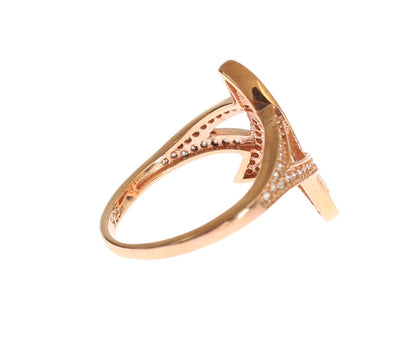 Pink Gold Plated Silver CZ Crystal Ring