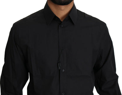 Elegant Black Slim Fit Dress Shirt