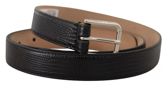 Black Classic Leather Silver Metal Buckle Belt