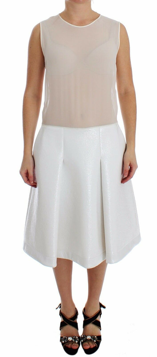 Elegant White Silk-Wool Blend Tank Dress
