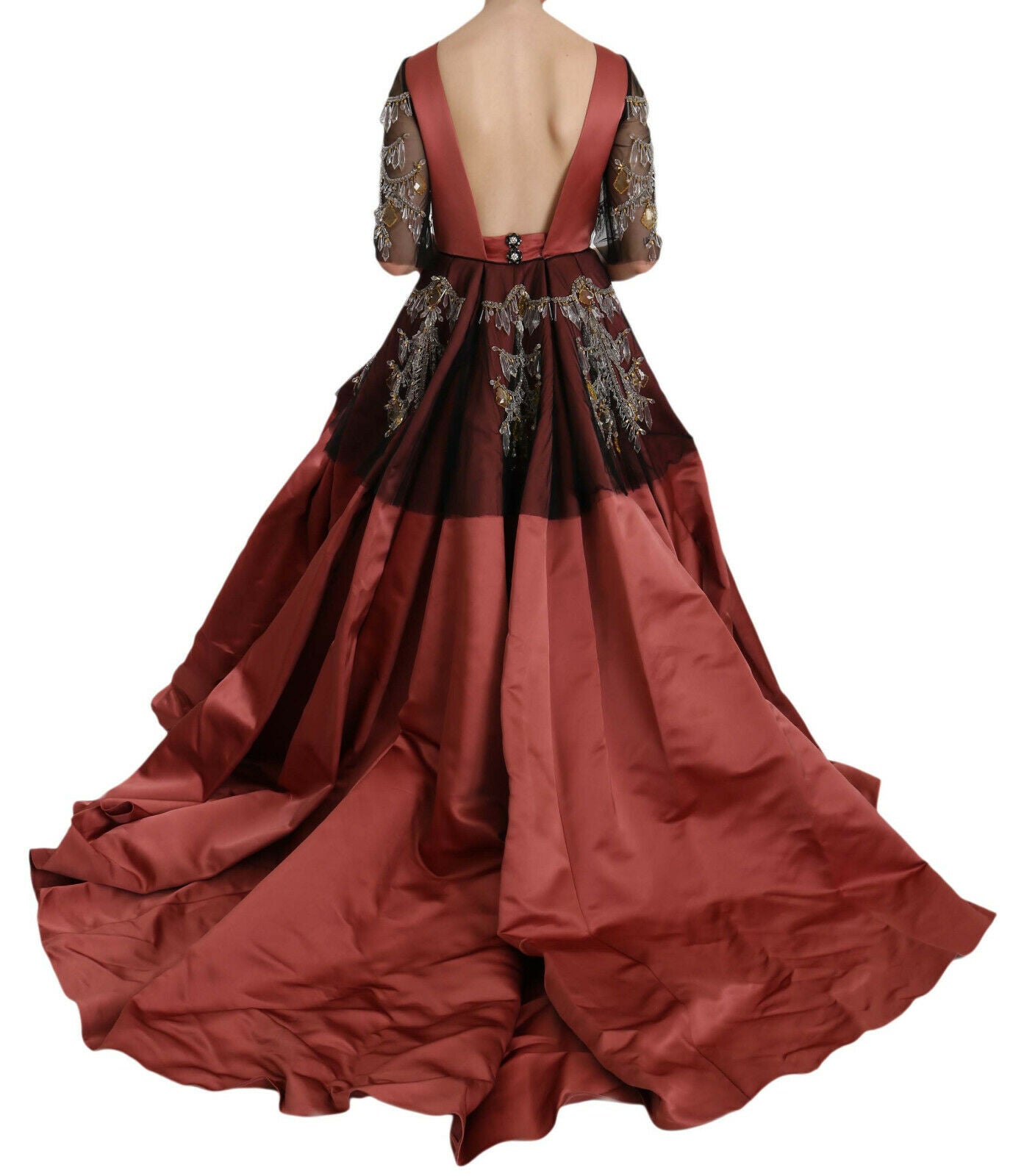 Elegant Crystal Embellished Silk Gown